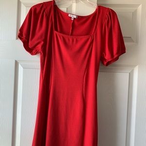 NWOT Charlotte Russe Red Square Neck Puff Short Sleeve Bodycon Dress, M